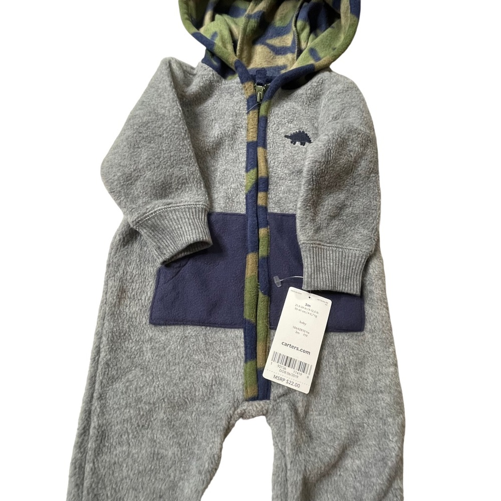 Carter’s baby boy hooded jumpsuit size 3M - Picture 10 of 13